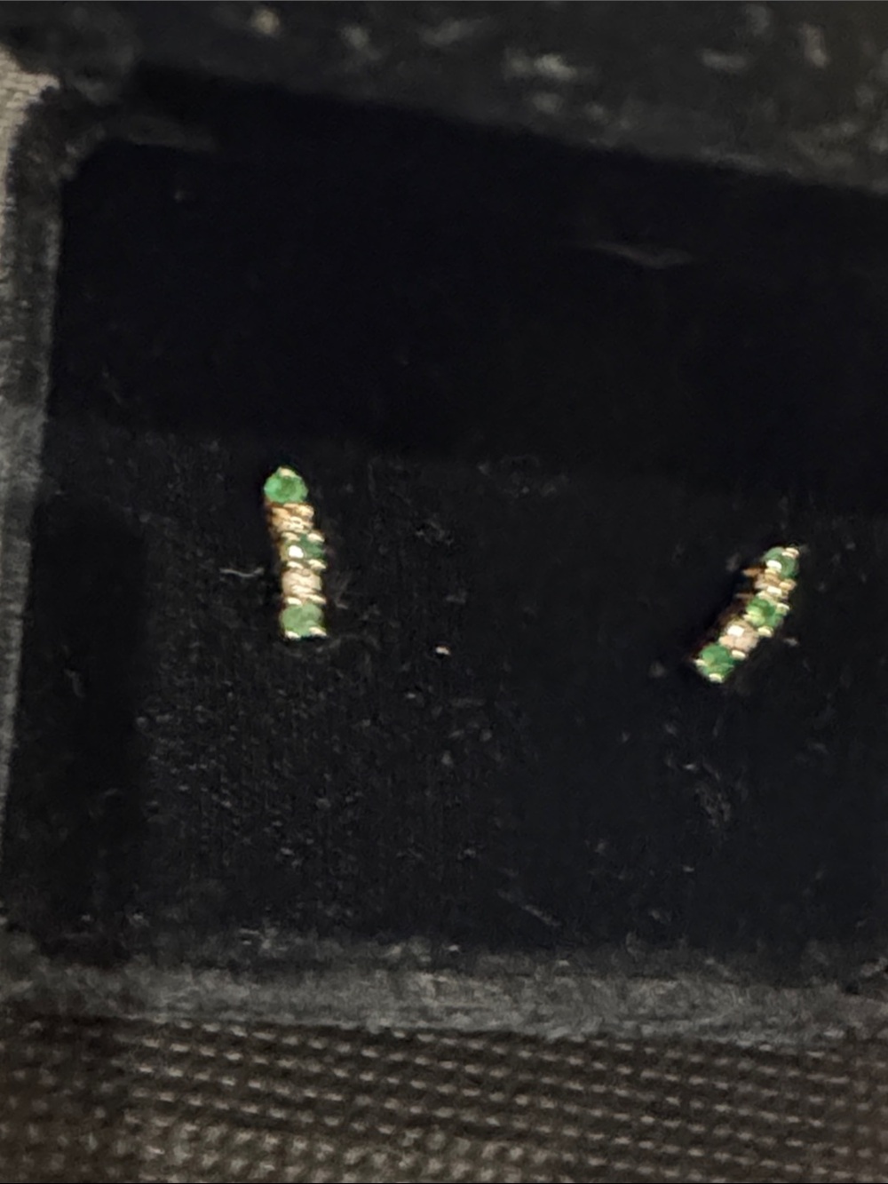 Emerald Accent Gold Bar Stud Earrings - Women Jewelry